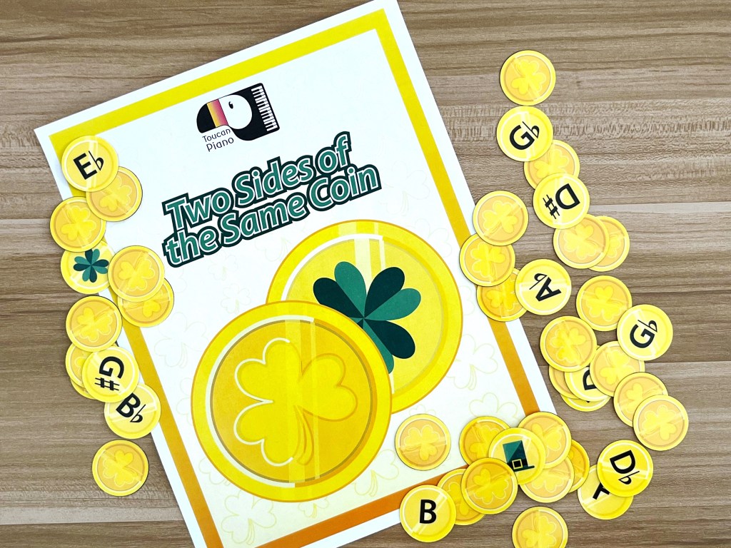 st patricks day piano game using gold note coins
