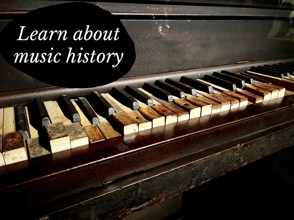 A dilapidated piano that once belonged to Jerry Lee Lewis. The bubble reads Learn about Music History.