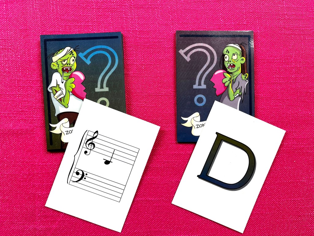 A match is shown for the note-reading flashcard game, Zombody needs a match.