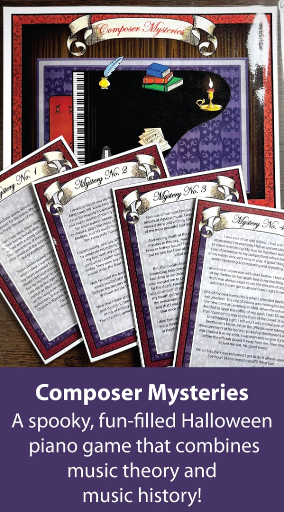 Composer Mysteries is a spooky Halloween piano game that combines music theory and music history